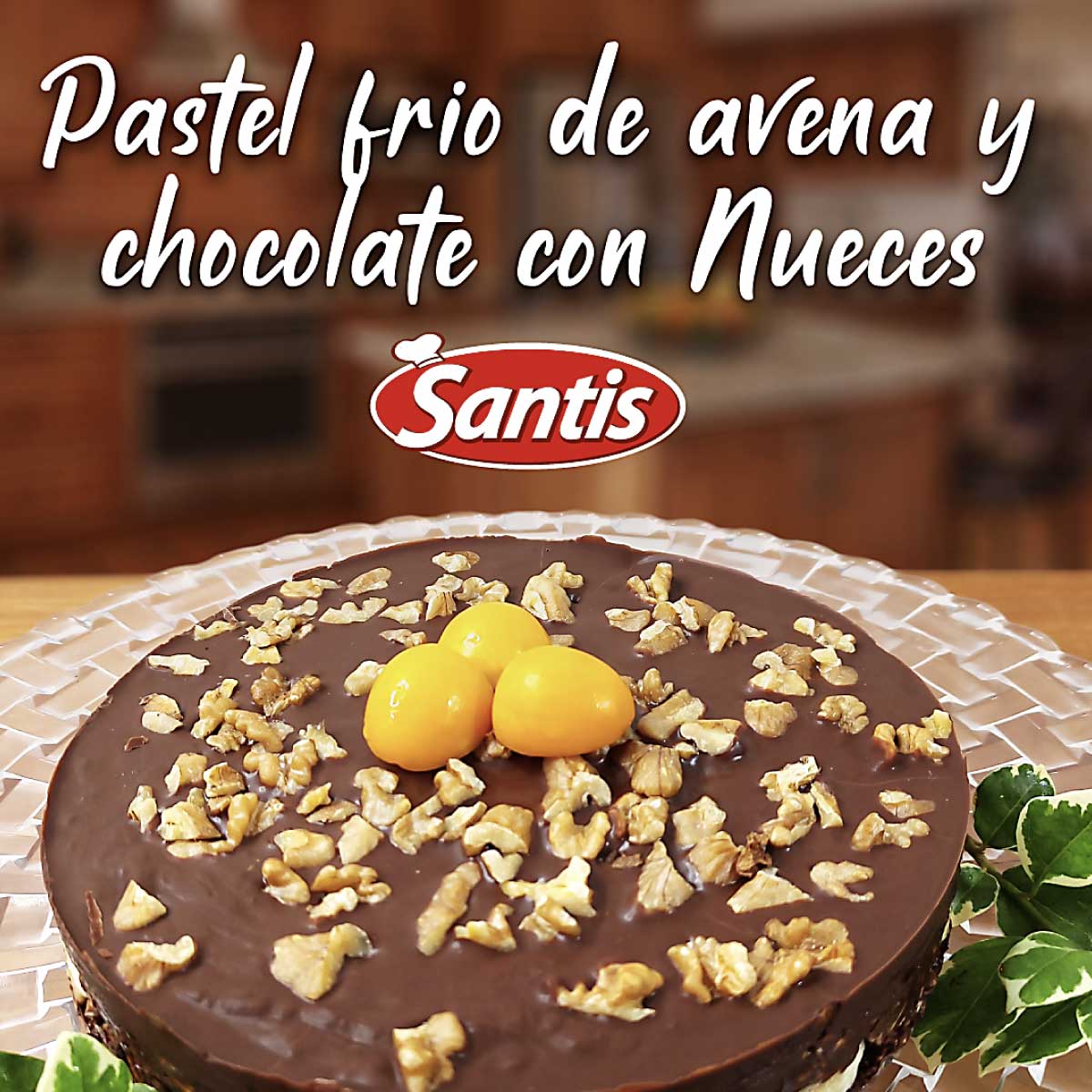 Pastel frio de Avena y Chocolate con Nueces
