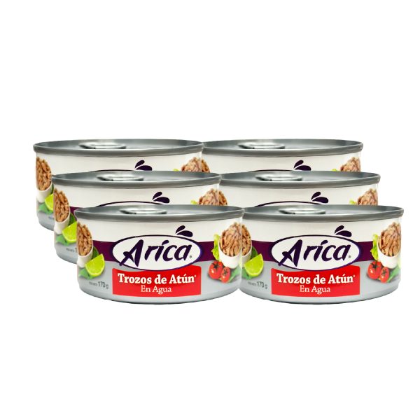 Trozos de Atún en Agua "Arica" x 170 gr (6 latas)